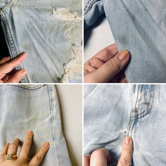 True Vintage well worn very grungy distressed light washed regular fit 34x32 90s - Picture 7 of 8